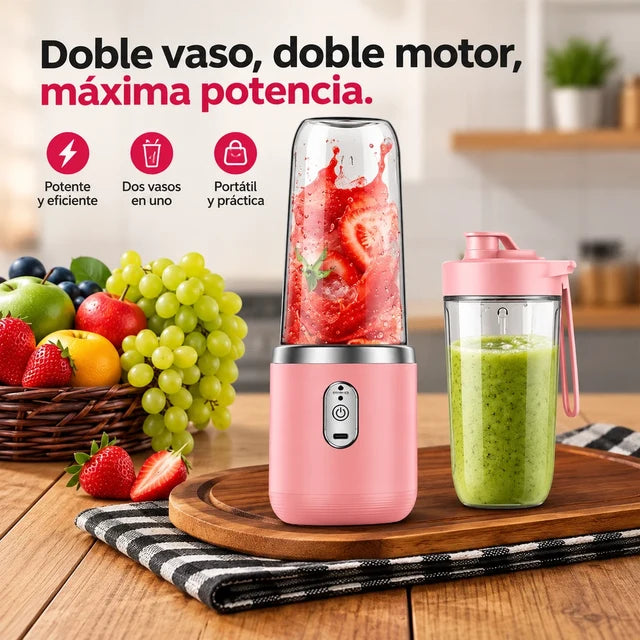 Vaso Licuadora Portatil Doble Vaso - Batidos frescos donde estés