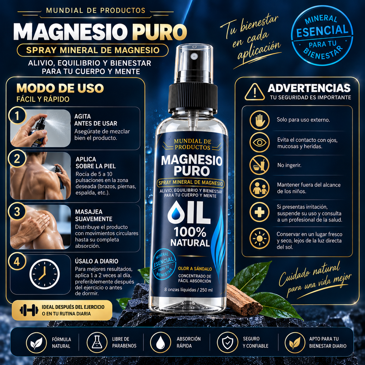 Spray De Magnesio - DESPÍDETE DEL DOLOR Y DE LAS NOCHES DE MAL SUEÑO