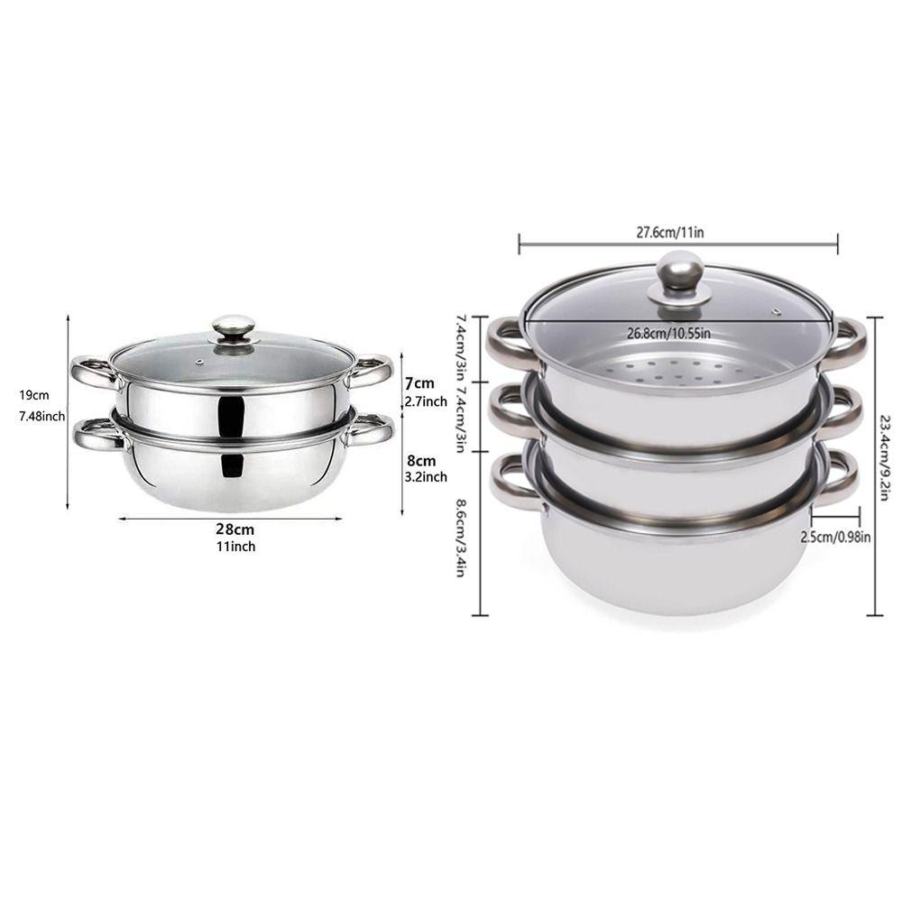 ¡COCINA MÁS SALUDABLE, FÁCIL Y DELICIOSO! Olla Vaporera de Acero Inoxidable de 2 Niveles