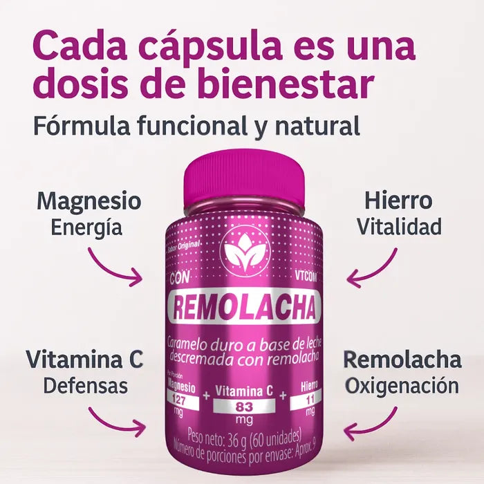 Remolacha con Magnesio y Vitamina C - Energía Natural y Rendimiento Físico