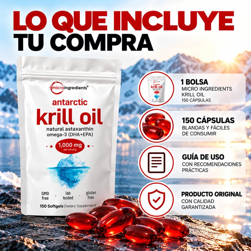 Antarctic Krill Oil™ Omega-3 DHA + EPA y Astaxantina Natural