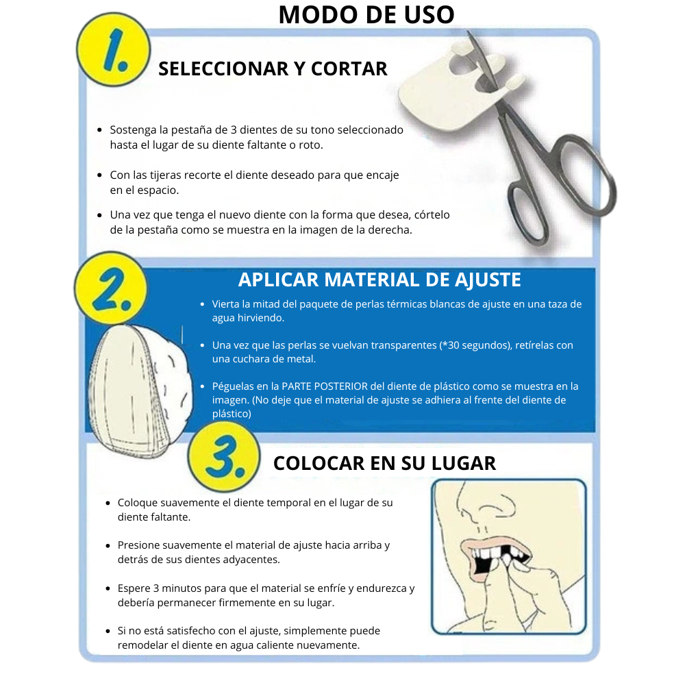 KIT REPARACIÓN DENTAL INSTANTÁNEA - Gránulos de resina moldeable