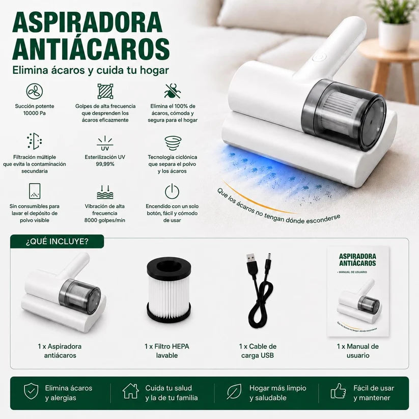 Aspiradora Antiácaros UV Portátil