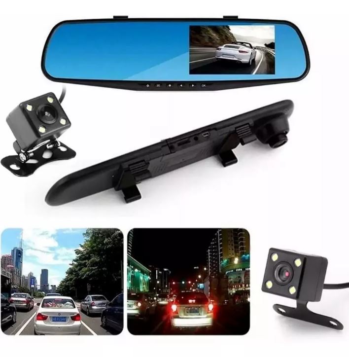 GRABA TU CAMINO EN 4K Y CONDUCE SEGURO - Espejo Retrovisor Cámara Dual con CarPlay ¡IMPERDIBLE!