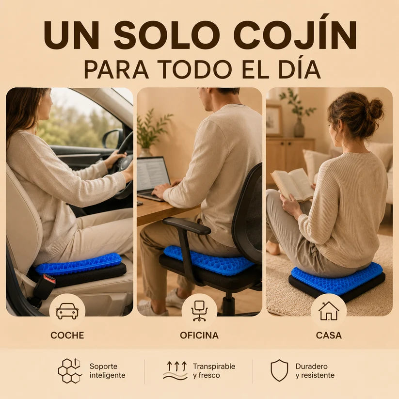 Cojín de Silicona Gel · Panal de Abeja | LA SEGUNDA UNIDAD POR SOLO + $44.000 HOY