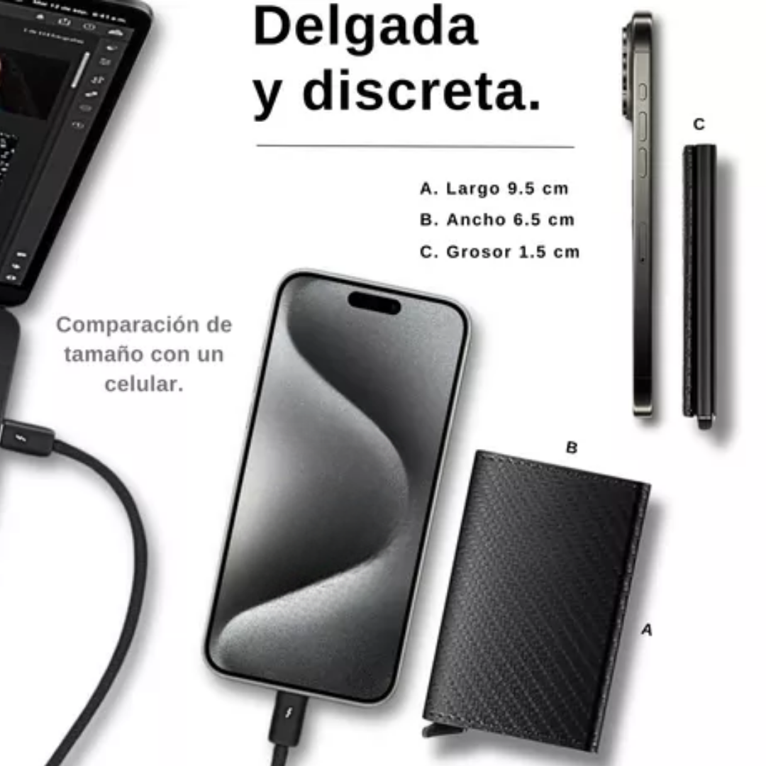 SUPER PROMO SOLO HOY 30% OFF - Billetera En Fibra De Carbono Inteligente Tarjetero Antirobo