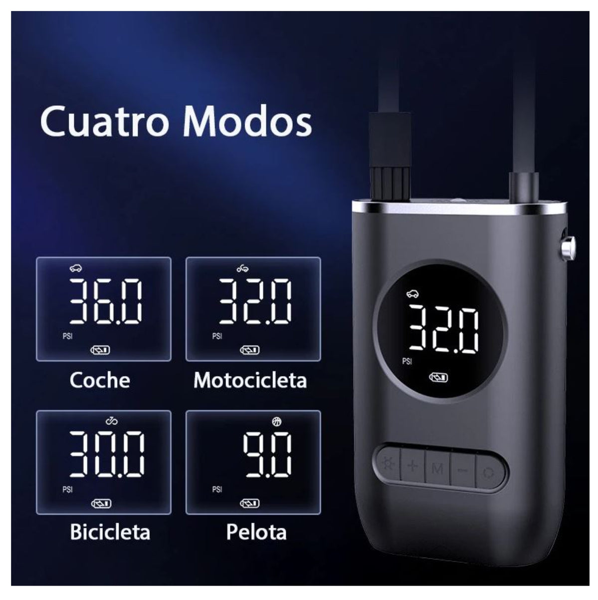 COMPRESOR 3 EN 1 + LINTERNA + POWER BANK - Carga rápida tipo "C" - ÚLTIMO DIA CON 40% OFF
