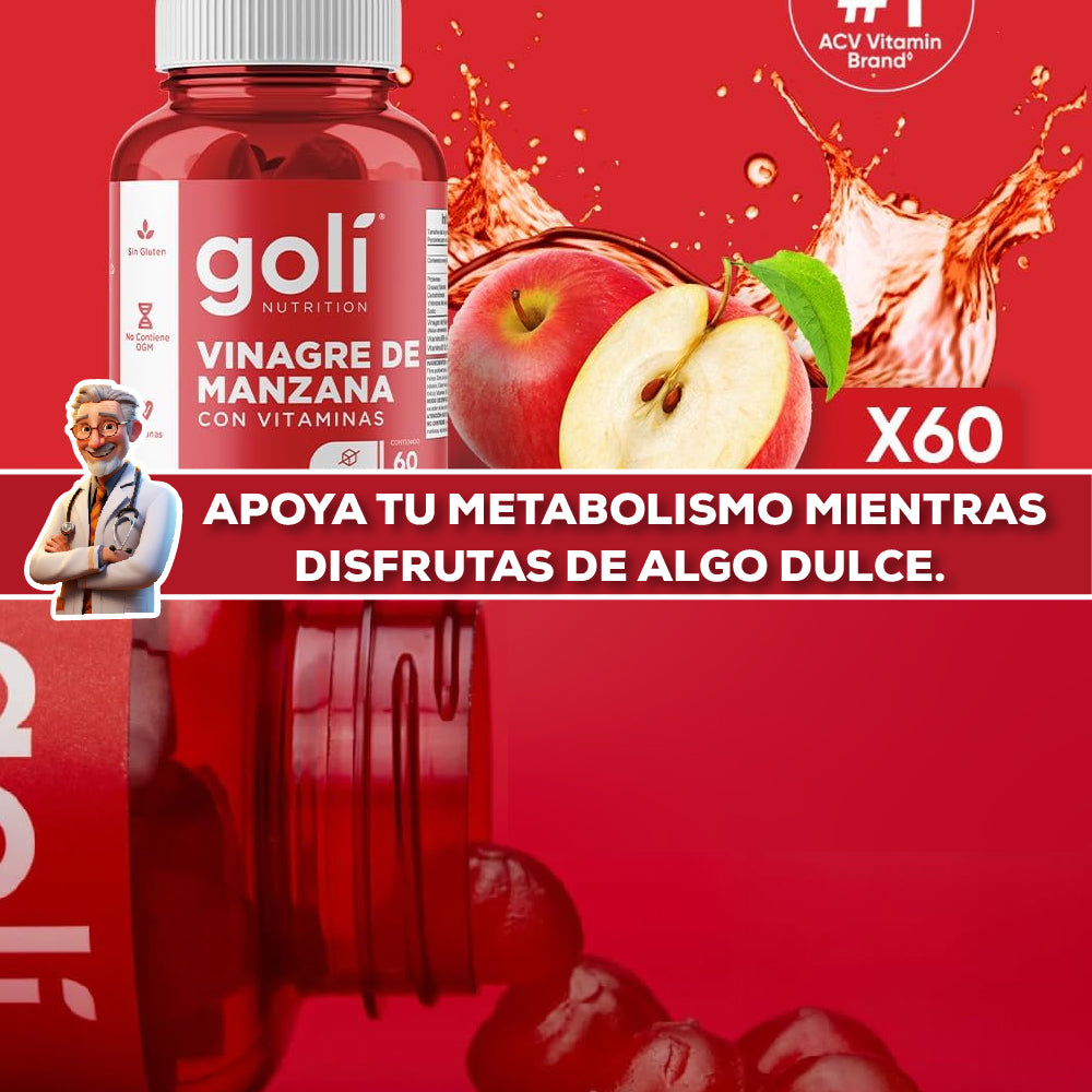 PROMO SOLO HOY 35% OFF - GOMAS GOLI NUTRITION VINAGRE DE MANZANA