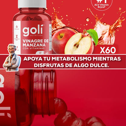 PROMO SOLO HOY 35% OFF - GOMAS GOLI NUTRITION VINAGRE DE MANZANA