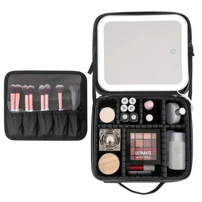 Cosmetiquera con espejo 3 luces - Organiza, ilumina y maquíllate como una profesional, estés donde estés.