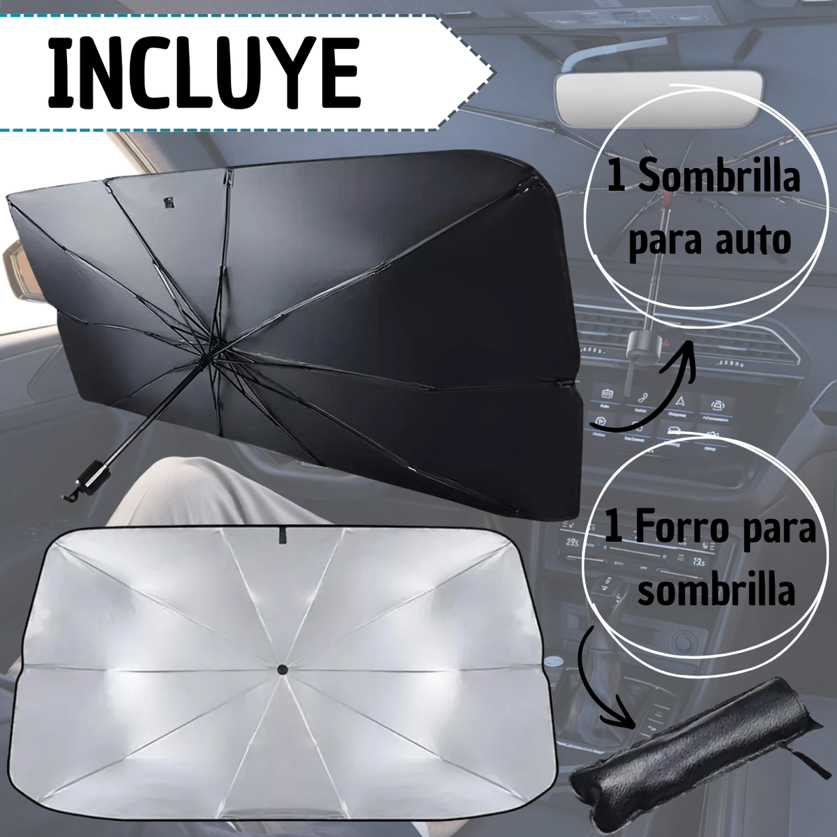 Sombripro® Sombrilla Tapasol para Auto - LA SEGUNDA UNIDAD POR SOLO + $44.000