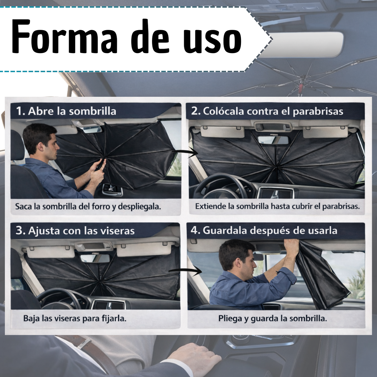 Sombripro® Sombrilla Tapasol para Auto - LA SEGUNDA UNIDAD POR SOLO + $44.000