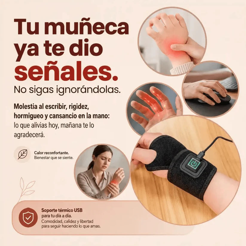WristHeat Pro - Calor que calma tu muñeca al instante Termoterapia ajustable con soporte envolvente