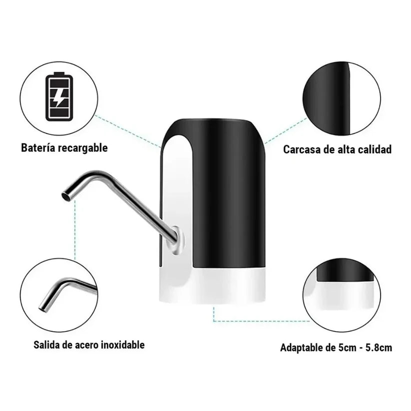 Dispensador Eléctrico Recargable para Bidón de Agua Agua al instante con solo un toque.