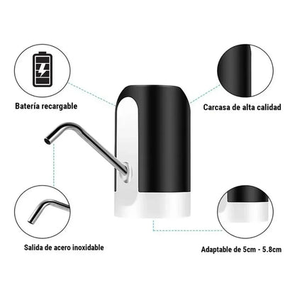 Dispensador Eléctrico Recargable para Bidón de Agua Agua al instante con solo un toque.