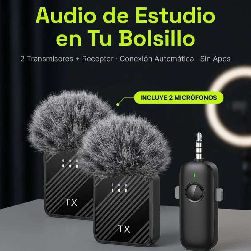 Micrófono inalámbrico sonido profesional - Audio de Estudio en Tu Bolsillo