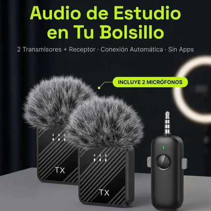 Micrófono inalámbrico sonido profesional - Audio de Estudio en Tu Bolsillo