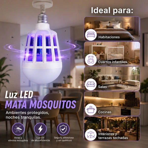 ¡Bombillo LED Mata Zancudos 2 en 1: Ilumina tu hogar y elimina insectos al instante!