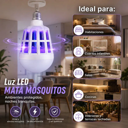 ¡Bombillo LED Mata Zancudos 2 en 1: Ilumina tu hogar y elimina insectos al instante!