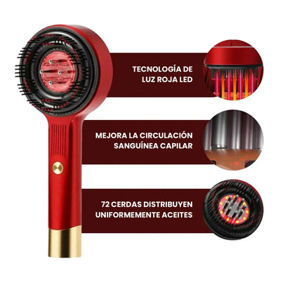 LANZAMIENTO - Cepillo Masajeador Capilar Lazer  - FOTOTERAPIA LED ROJA + MICROCORRIENTE PARA CRECIMIENTO CAPILAR