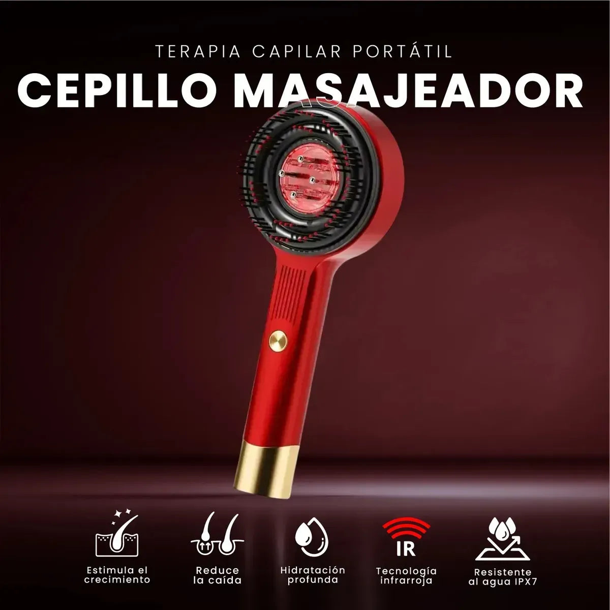 LANZAMIENTO - Cepillo Masajeador Capilar Lazer  - FOTOTERAPIA LED ROJA + MICROCORRIENTE PARA CRECIMIENTO CAPILAR
