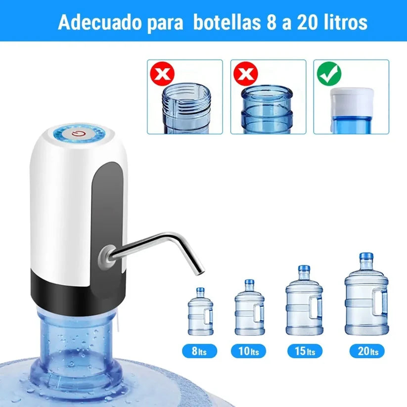 Dispensador Eléctrico Recargable para Bidón de Agua Agua al instante con solo un toque.