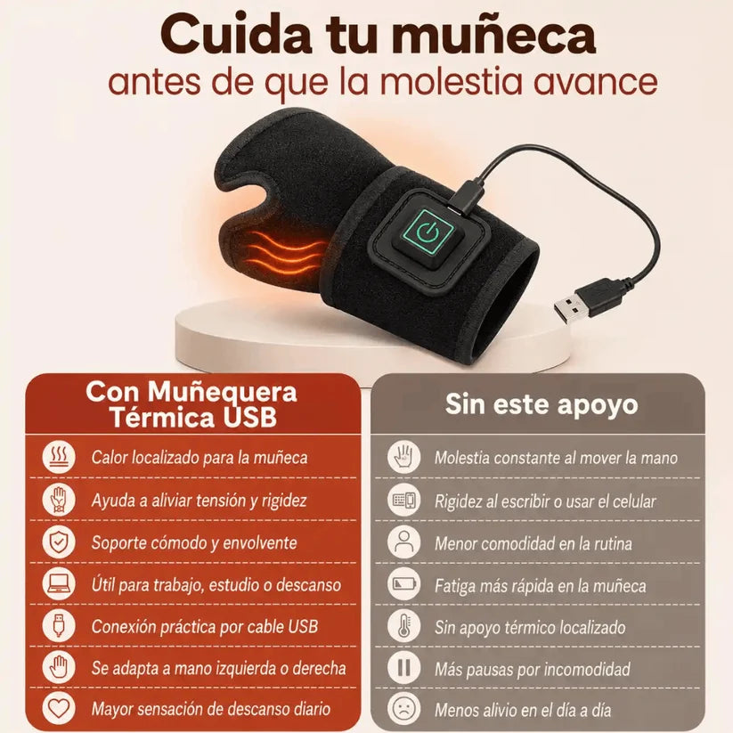 WristHeat Pro - Calor que calma tu muñeca al instante Termoterapia ajustable con soporte envolvente