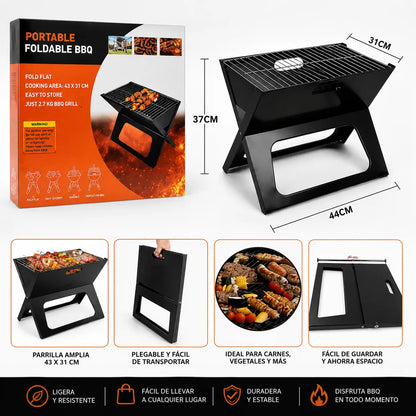Parrilla Asadora Plegable - ¡CON MATERIAL RESISTENTE HASTA 300°C!