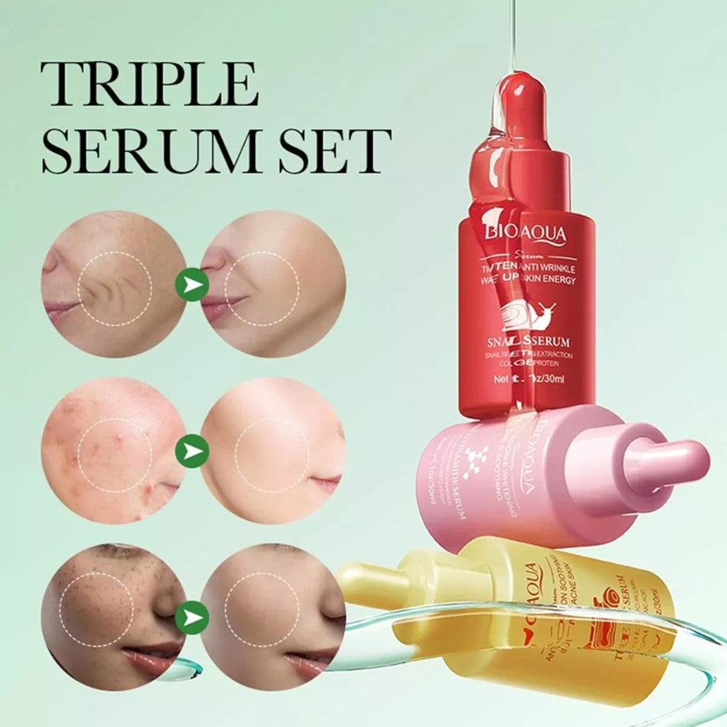 Pack 3 en 1 - Sérum Bioaqua™ – NICOTINAMIDA + CÚRCUMA + BABA DE CARACOL