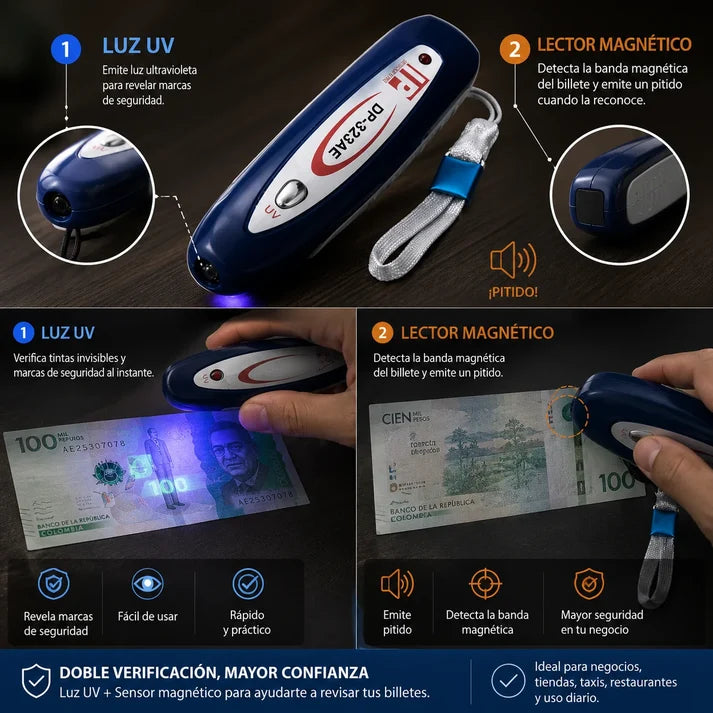 Detector de Billetes Falsos Portátil - HOY LA SEGUNDA UNIDAD POR SOLO + $39.000