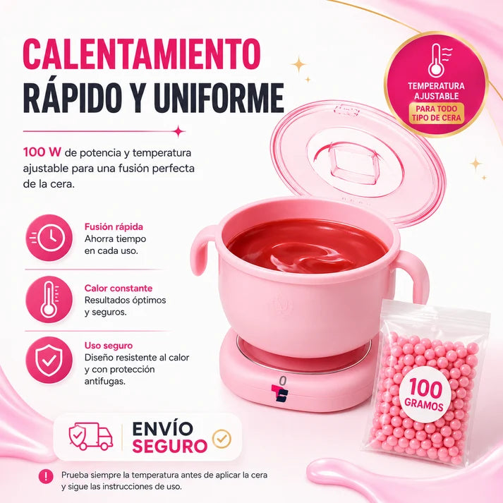 Kit de Depilación Profesional en Casa — Olla Calentadora + Cera en Perlas