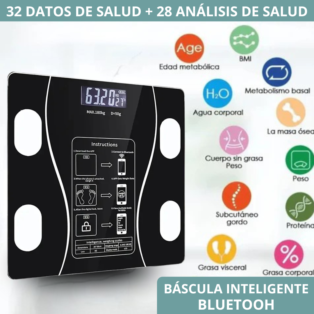 Controlá tu peso y salud desde el celular - BÁSCULA INTELIGENTE BLUETOOH