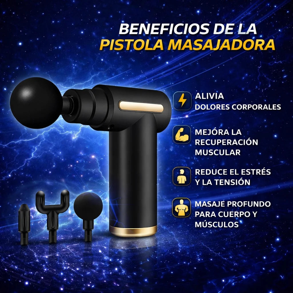 Pistola Masajeadora Portátil | Masaje de Percusión para Uso Diario - LLÉVATE 1 MASAJEADOR ELÉCTRICO DE REGALO DE