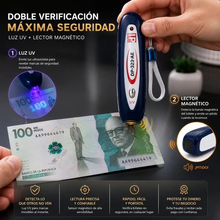 Detector de Billetes Falsos Portátil - HOY LA SEGUNDA UNIDAD POR SOLO + $39.000