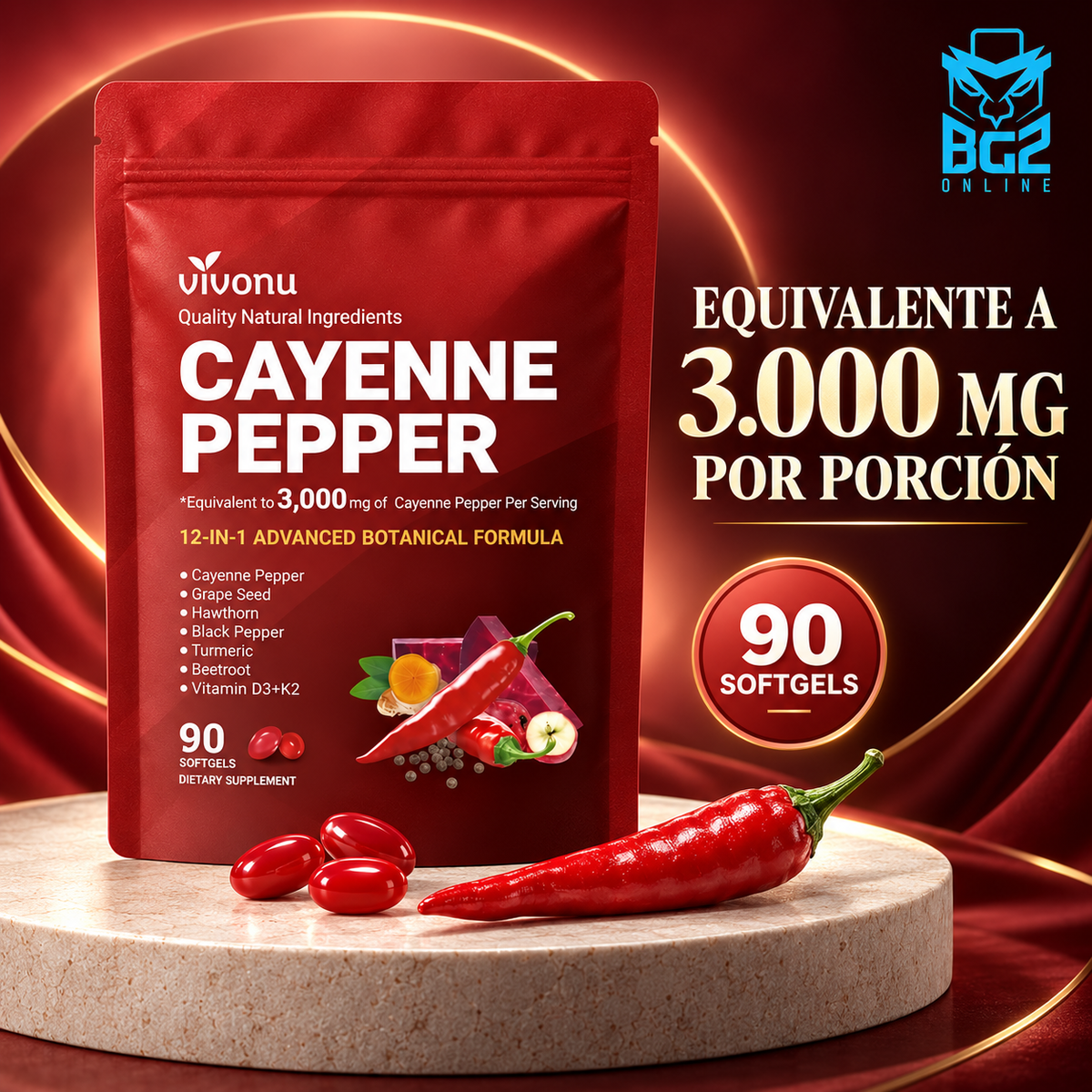 Cayenne Pepper - Una cápsula blanda para tu rutina de cada día.