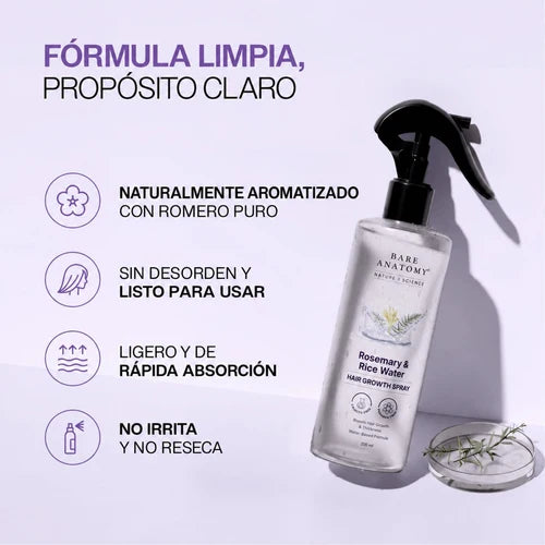 Tónico Capilar de Romero y Agua de Arroz - Sin Enjuague, Fortalece Desde la Raíz - LA SEGUNDA UNIDAD POR SOLO + $39.000
