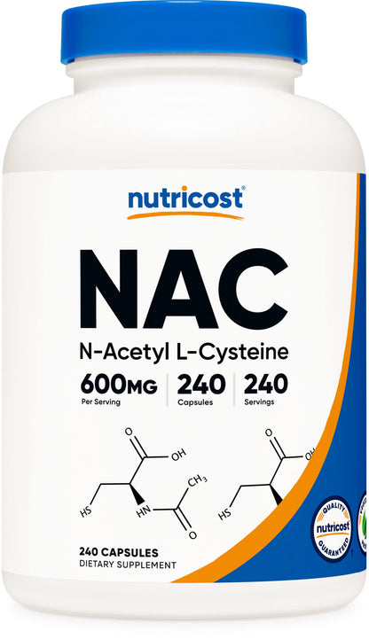Nutricost N-Acetil L-Cisteína (NAC) 600 mg | 240 cápsulas vegetarianas - Vegano, sin OMG, sin gluten