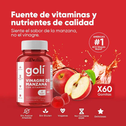 PROMO SOLO HOY 35% OFF - GOMAS GOLI NUTRITION VINAGRE DE MANZANA