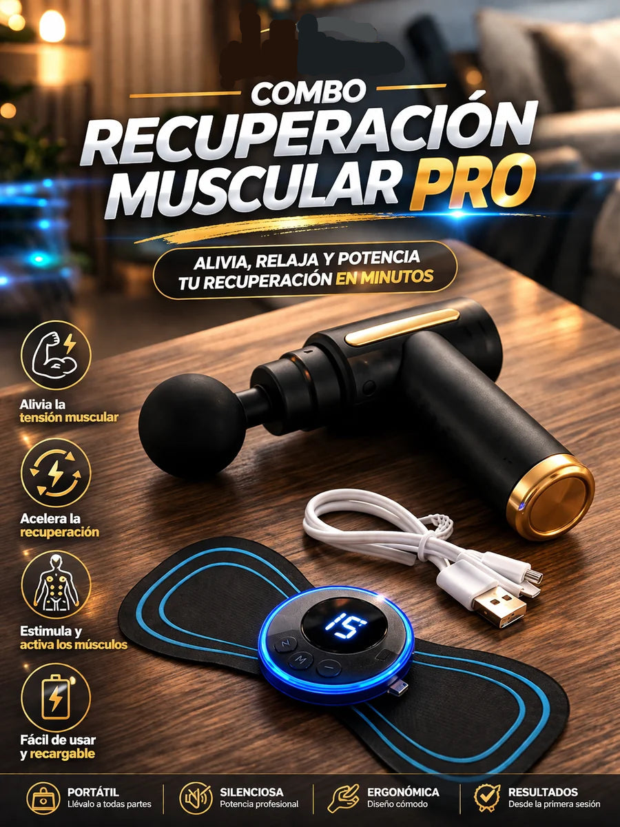 Pistola Masajeadora Portátil | Masaje de Percusión para Uso Diario - LLÉVATE 1 MASAJEADOR ELÉCTRICO DE REGALO DE (Cópia)