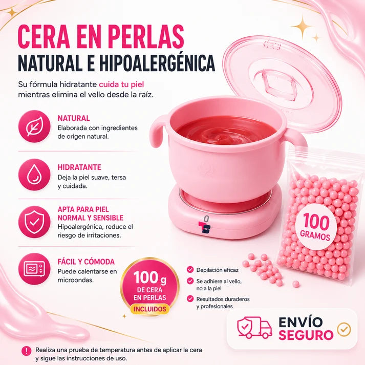 Kit de Depilación Profesional en Casa — Olla Calentadora + Cera en Perlas