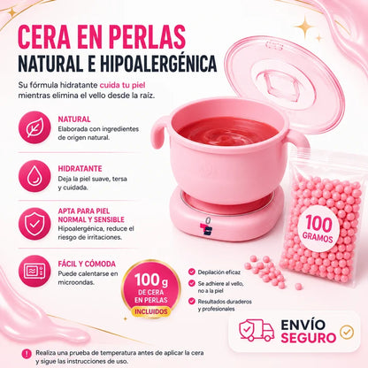 Kit de Depilación Profesional en Casa — Olla Calentadora + Cera en Perlas