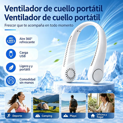 Ventilador de cuello portátil – Mini ventilador USB recargable para llevar