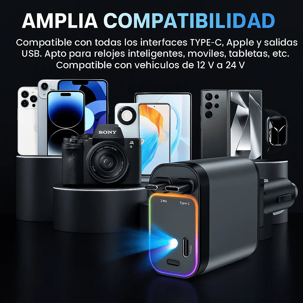 Cargador 4 en 1 con Carga Ultrarrápida de 120W y Proyector Estelar