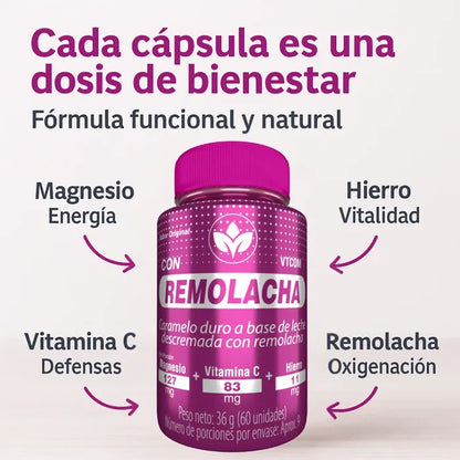 Remolacha con Magnesio y Vitamina C - Energía Natural y Rendimiento Físico
