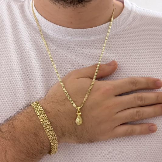 Conjunto chino hombre oro laminado 18k