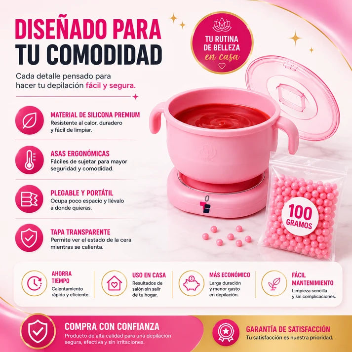 Kit de Depilación Profesional en Casa — Olla Calentadora + Cera en Perlas