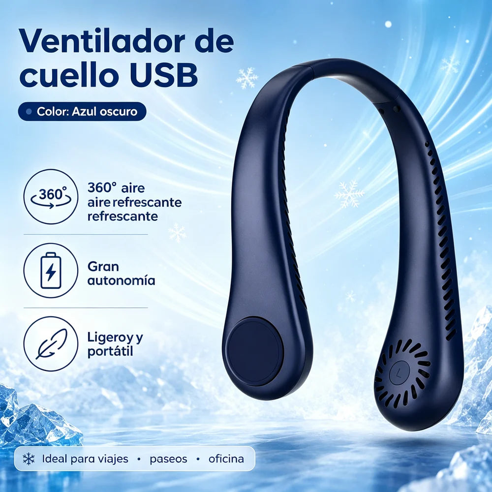 Ventilador de cuello portátil – Mini ventilador USB recargable para llevar