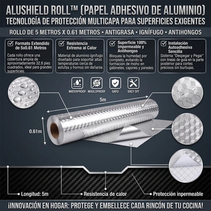 ALUSHIELD™ Papel Adhesivo de Aluminio Protector Antigrasa - LA SEGUNDA UNIDAD POR SOLO + $34.000
