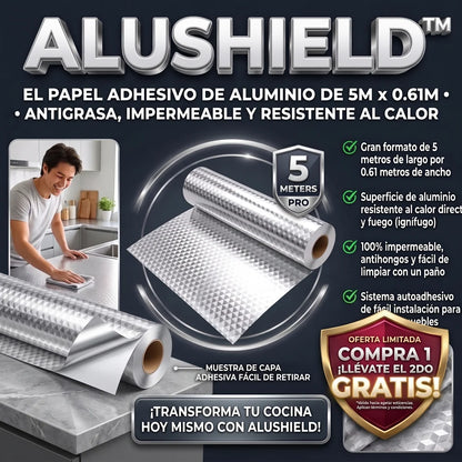 ALUSHIELD™ Papel Adhesivo de Aluminio Protector Antigrasa - LA SEGUNDA UNIDAD POR SOLO + $34.000