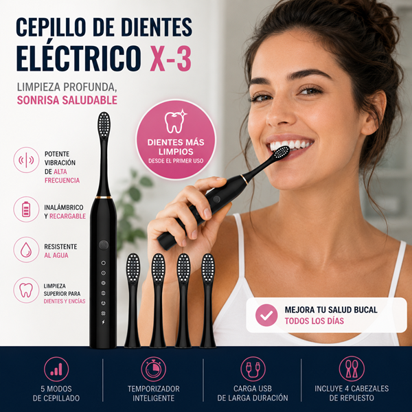 Cepillo De Dientes Eléctrico Giratorio Recargable - TRANSFORMA TU RUTINA DENTAL